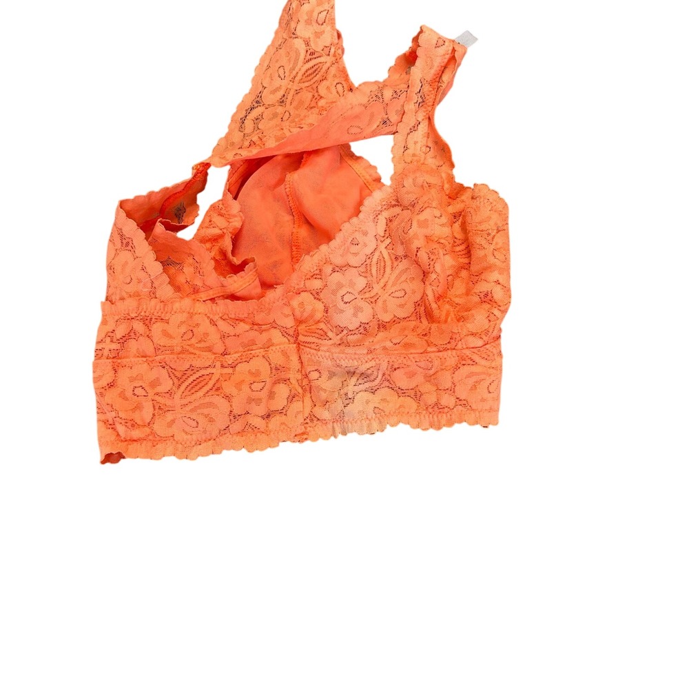 Intimately Free People Neon Orange Floral Lace Racerback Bralette OB403162 - Picture 4 of 4